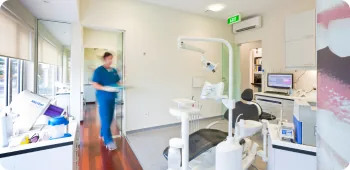 A treatment room at Caring 4 Smiles